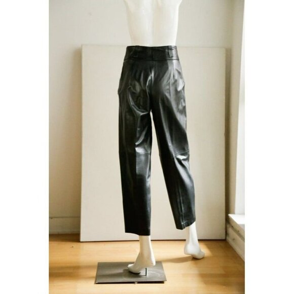 Vintage Erez High Waist Black Buttery Soft Leather Relaxed Fit  Pants 8 - Picture 5 of 7